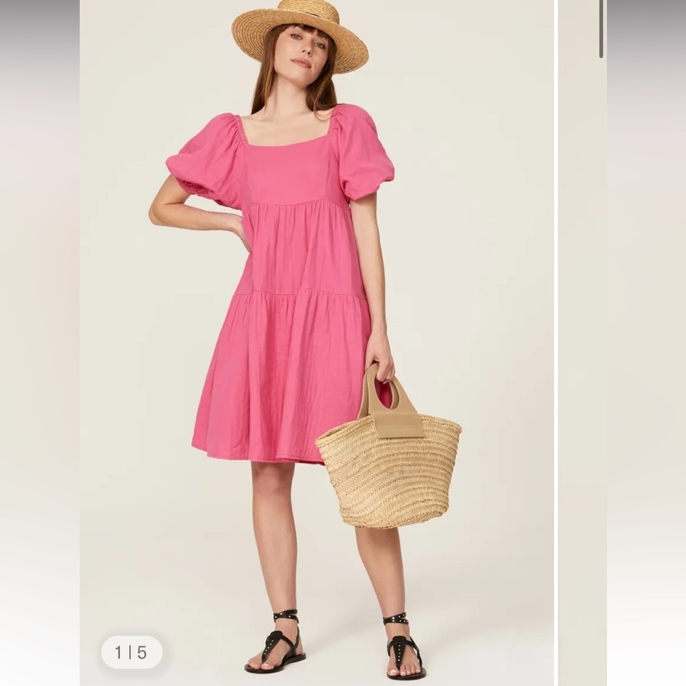 Tiered Puff Sleeve Dress
Louna pink gauze cotton casual party classic $248 L